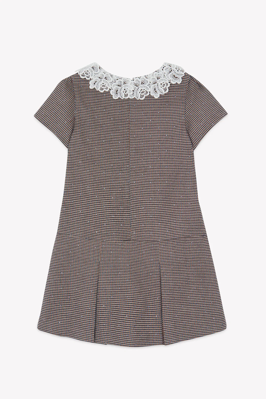 >Tartine et Chocolat Kids Girls  Puppytooth Lace-Embroidered Collar Dress