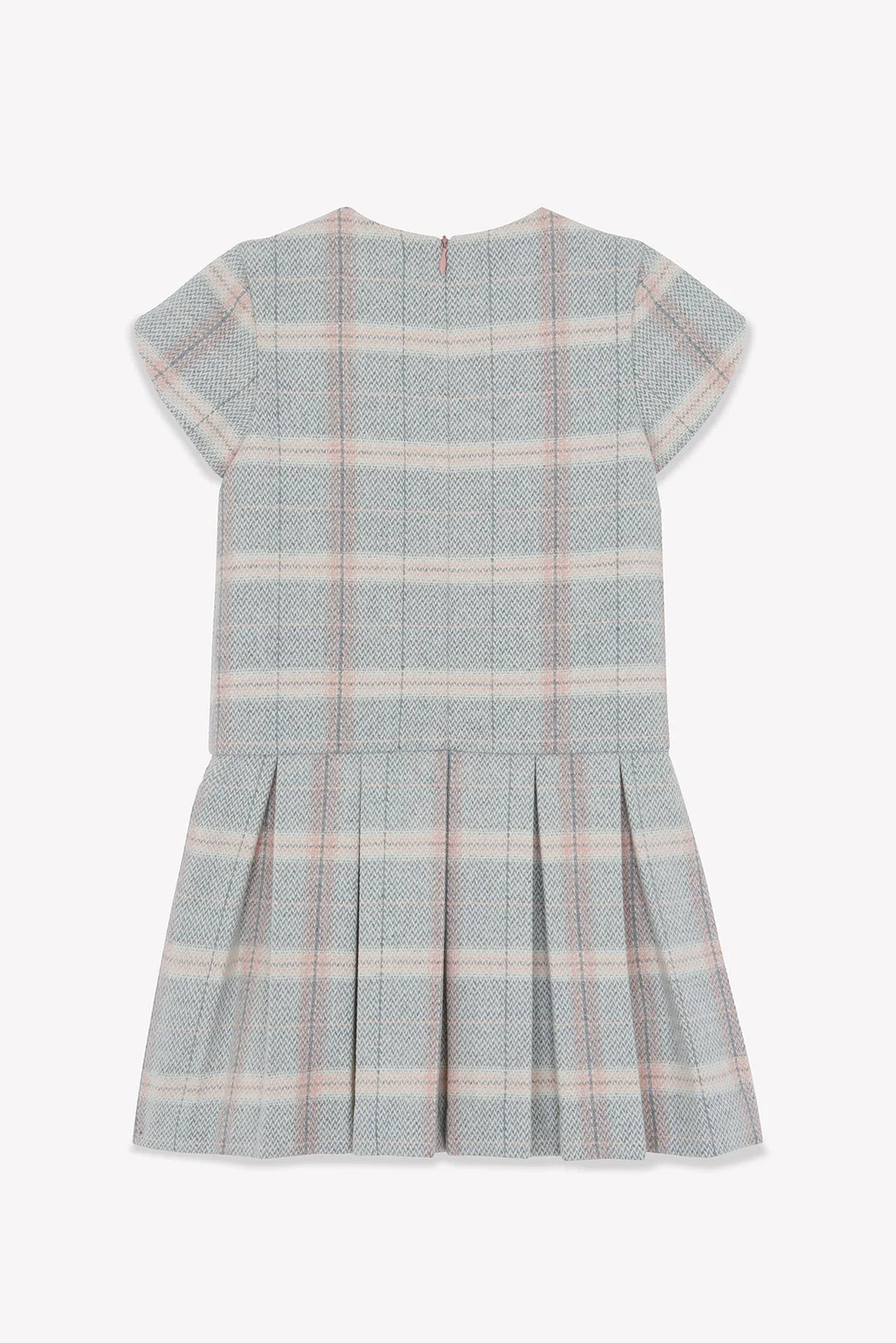 >Tartine et Chocolat Kids Girl Round Neck Check Dress - Medium Beige