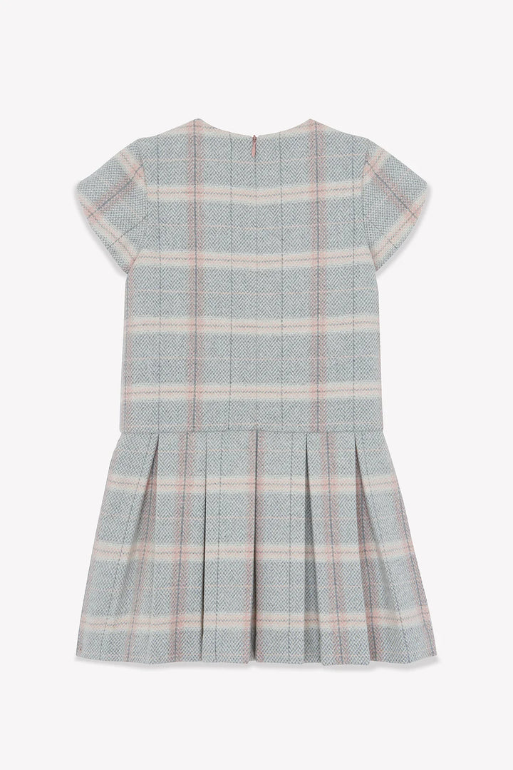 >Tartine et Chocolat Kids Girl Round Neck Check Dress - Medium Beige