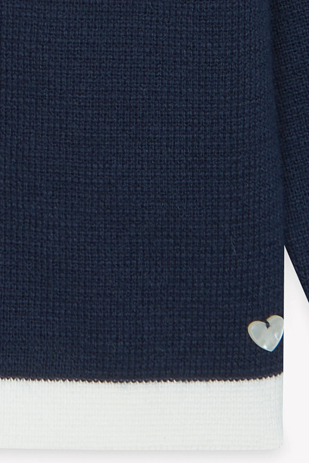 >Tartine et Chocolat Kids Wool Round Neck White Stripes Jacket - Navy