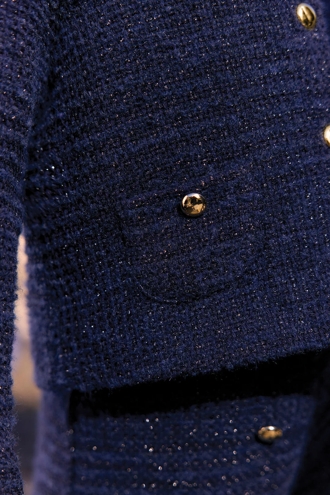 >Tartine et Chocolat Kids Peter Pan Collar Tweed Gold Buttons Jacket - Navy