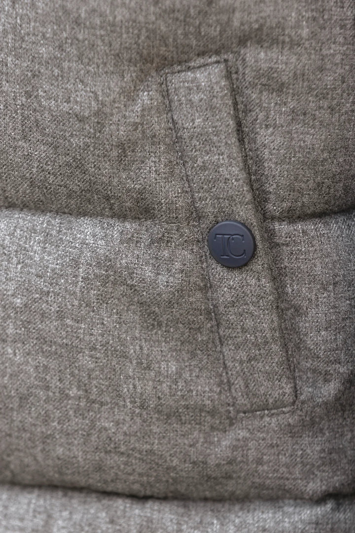 >Tartine et Chocolat Kids Quilted Hood Down Jacket - Mottled Grey