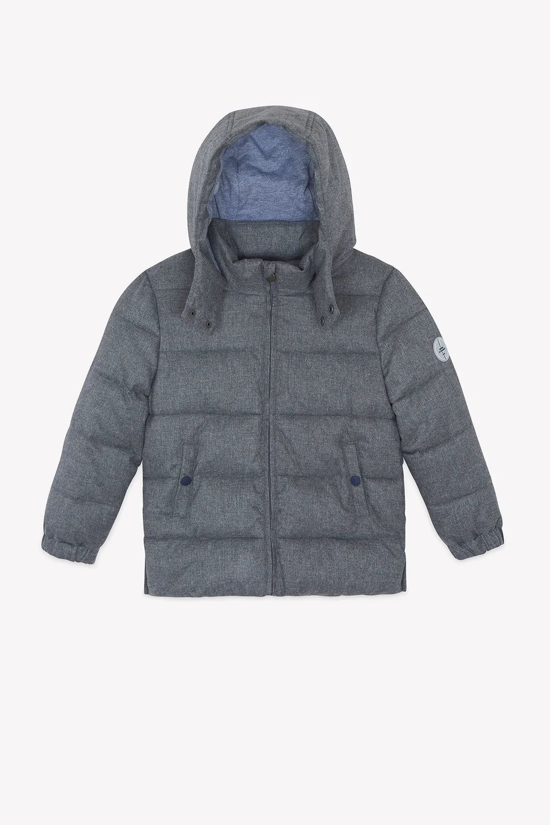 >Tartine et Chocolat Kids Quilted Hood Down Jacket - Mottled Grey