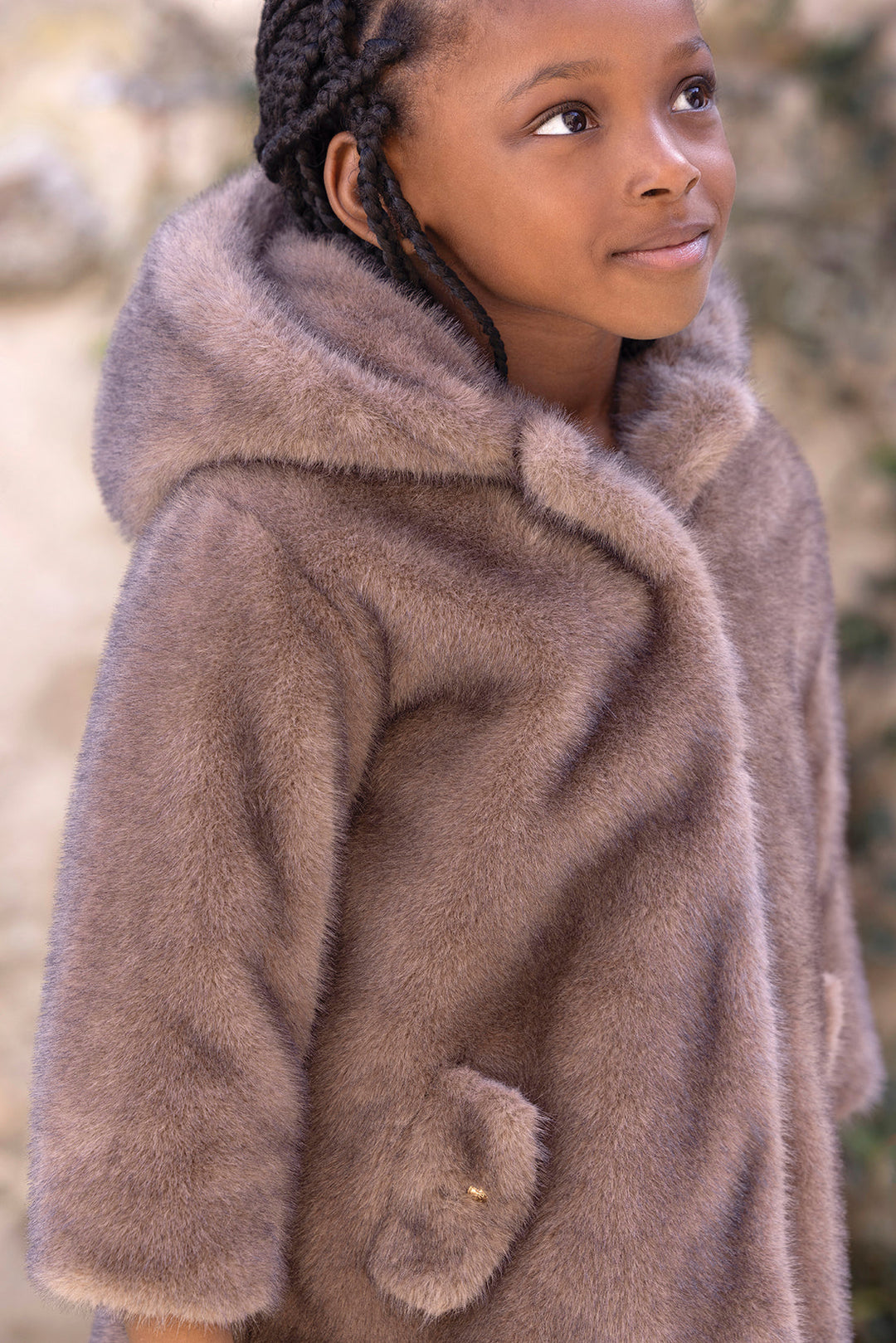 >Tartine et Chocolat Kids Imitation Fur Coat - Medium Beige