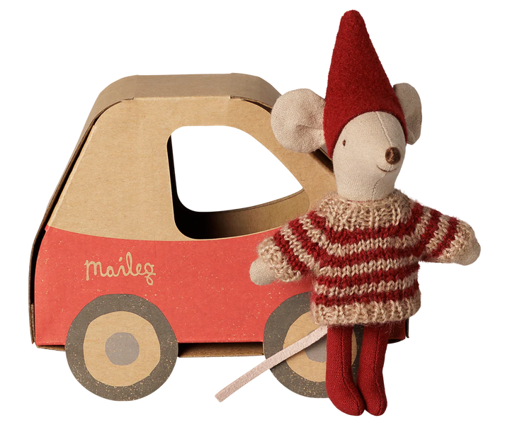 >Maileg Christmas mouse, Little sister in car box [Expected Receipt Date: Nov 26]