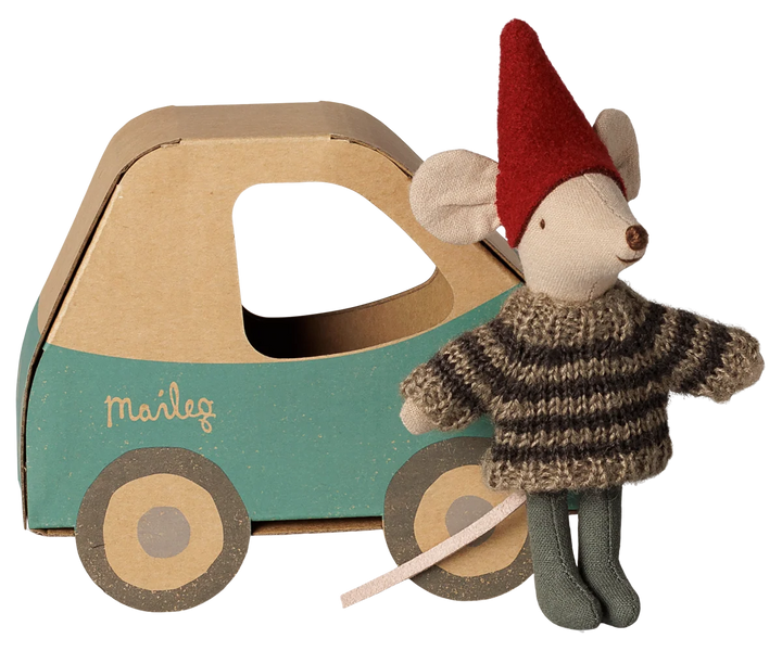 >Maileg Christmas mouse, Little brother in car box [Expected Receipt Date: Nov 26]