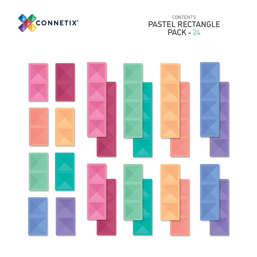CONNETIX Pastel Tiles - 24 Pieces Rectangle Pack