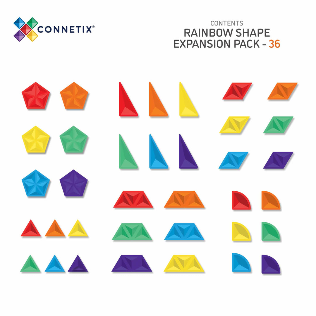 >CONNETIX Rainbow Tiles - 36 Pieces Rainbow Shape Expansion Pack