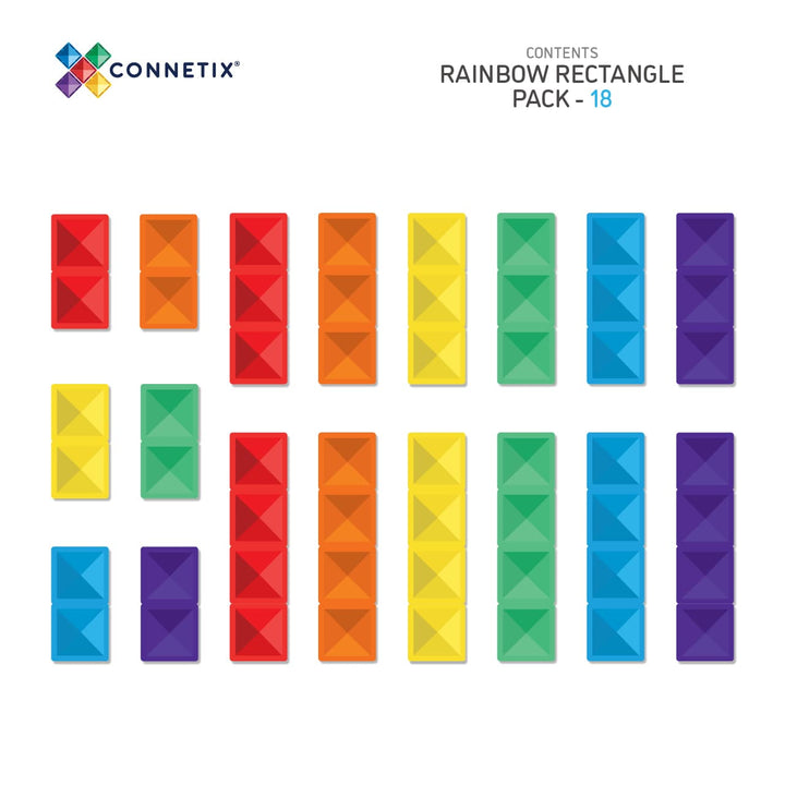 >CONNETIX Rainbow Tiles - 18 Pieces Rectangle Pack