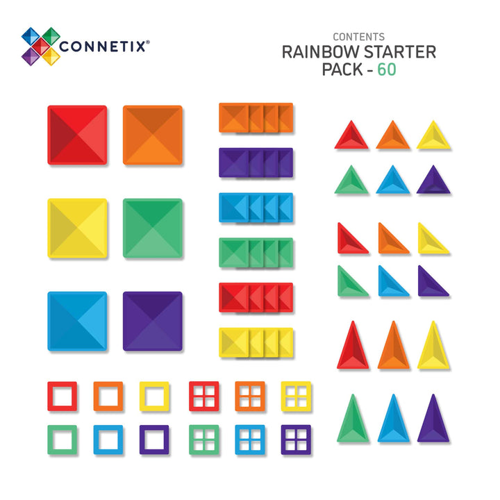 CONNETIX Rainbow Tiles - 60 Pieces Starter Pack