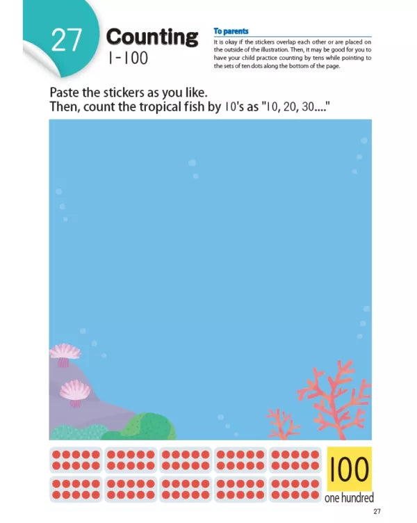 >KUMON Grade  PreK-K Counting With Stickers 1-100