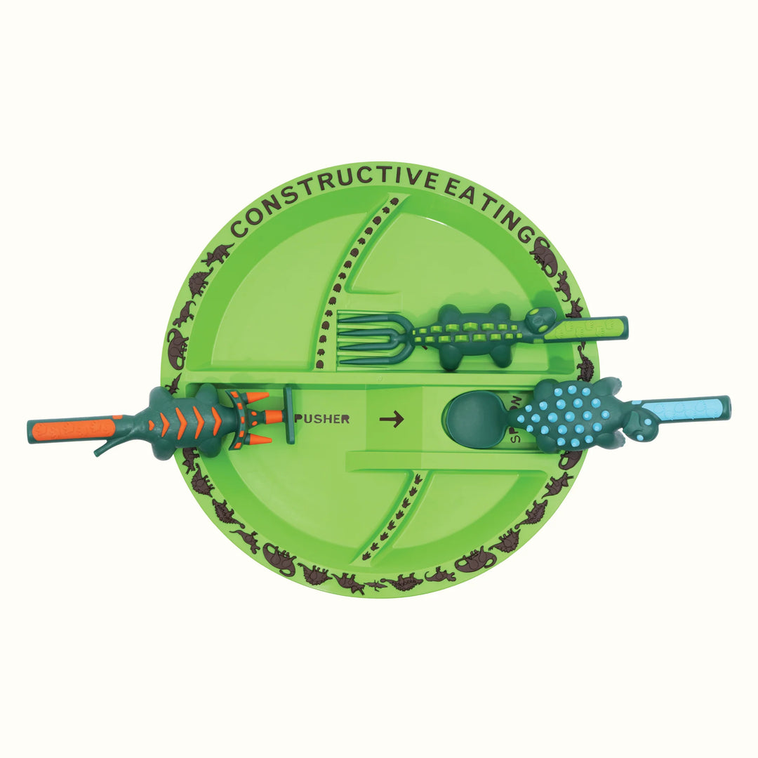Constructive Eating - Dino Utensils & Plate Combo