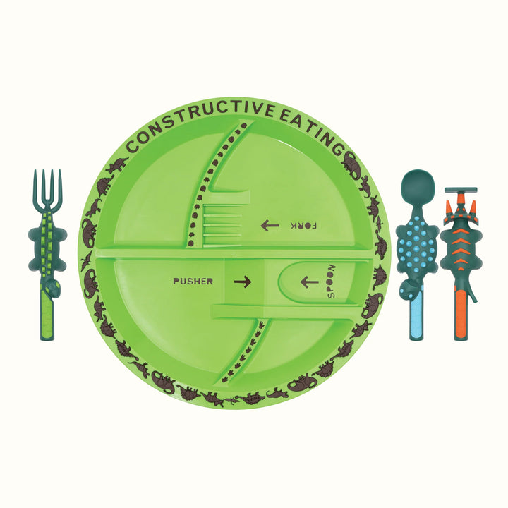 Constructive Eating - Dino Utensils & Plate Combo