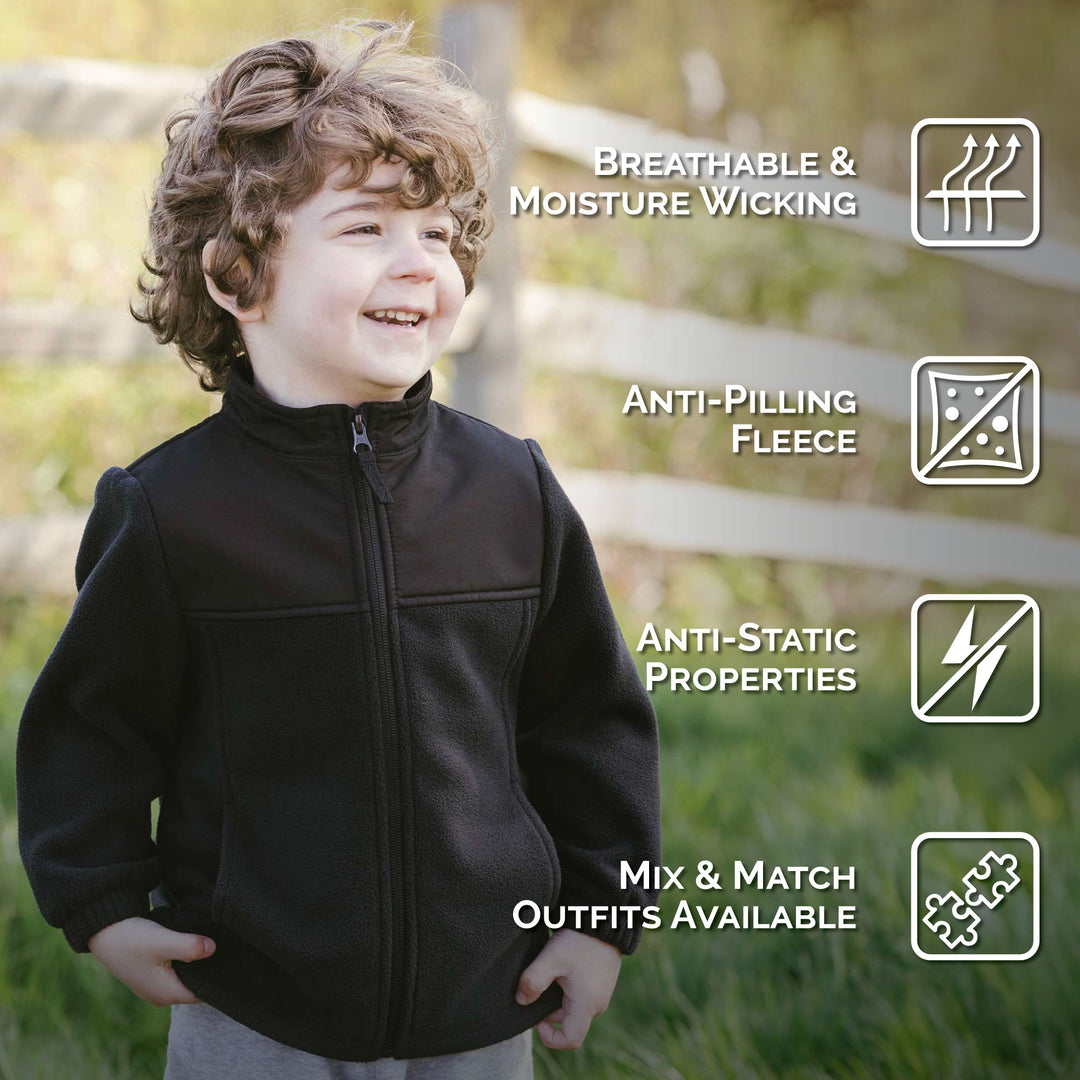 >Jan &amp; Jul Kids Fleece Collared Jacket - Black