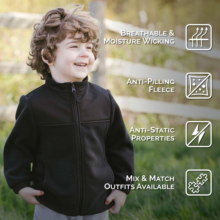 >Jan &amp; Jul Kids Fleece Collared Jacket - Black