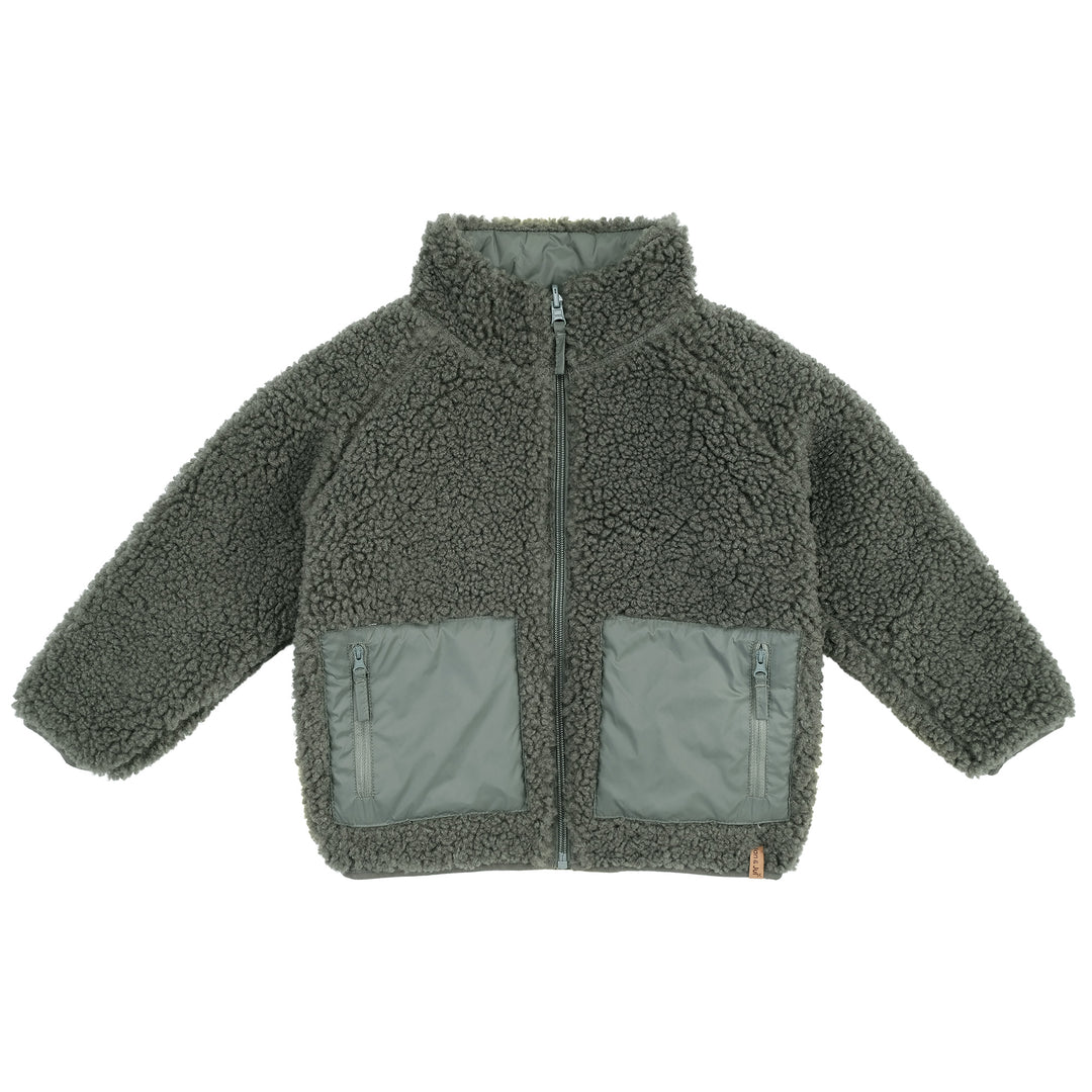 >Jan & Jul Kids Reversible Fleece Jacket - Dark Sage Green