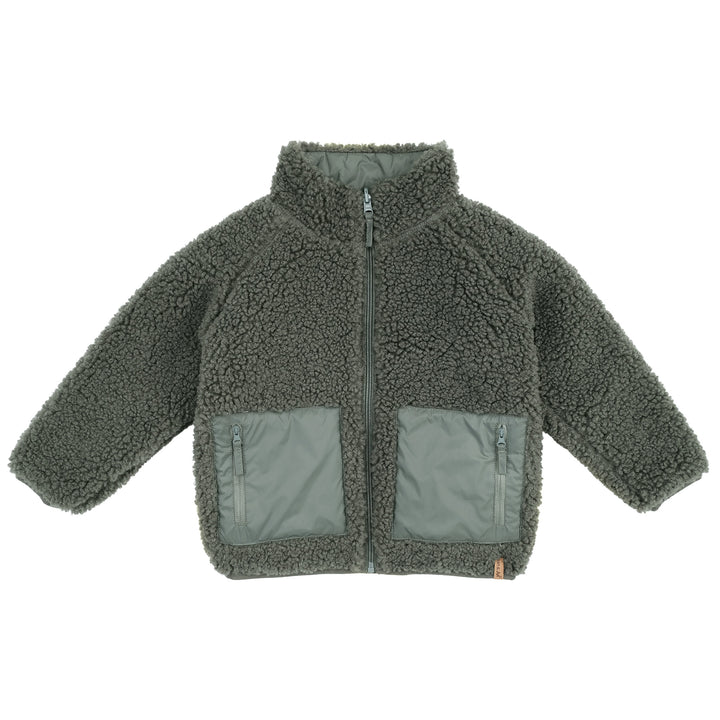 >Jan & Jul Kids Reversible Fleece Jacket - Dark Sage Green