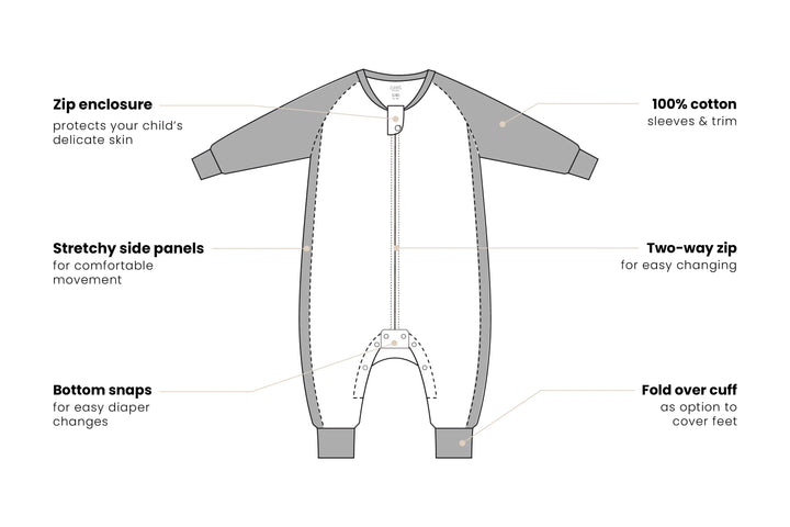 Nest Designs Kids/Baby 1.0 TOG Bamboo Long Sleeve Footed Sleep Suit - Giraffe Shapes