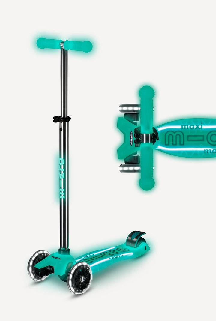 Micro Kickboard Kids Maxi Glow Plus LED Scooter - Jelly Green [Ages 5-12]