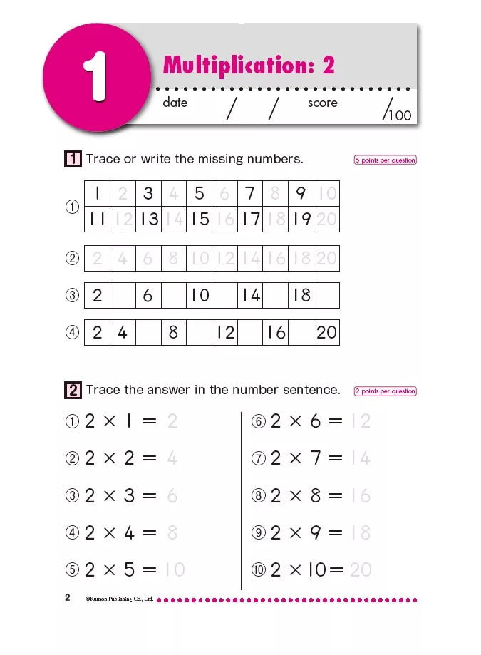 >KUMON Grade 2-4 Focus On Multiplication: Numbers 1 to 10 - Age 8-12