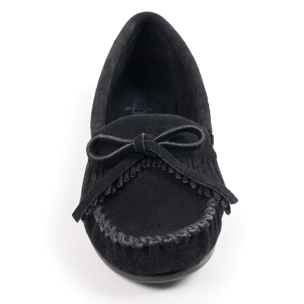 Minnetonka Moccasins Women's Kilty Hardsole Leather Shoes - Black [Displayed Items, Never Worn]