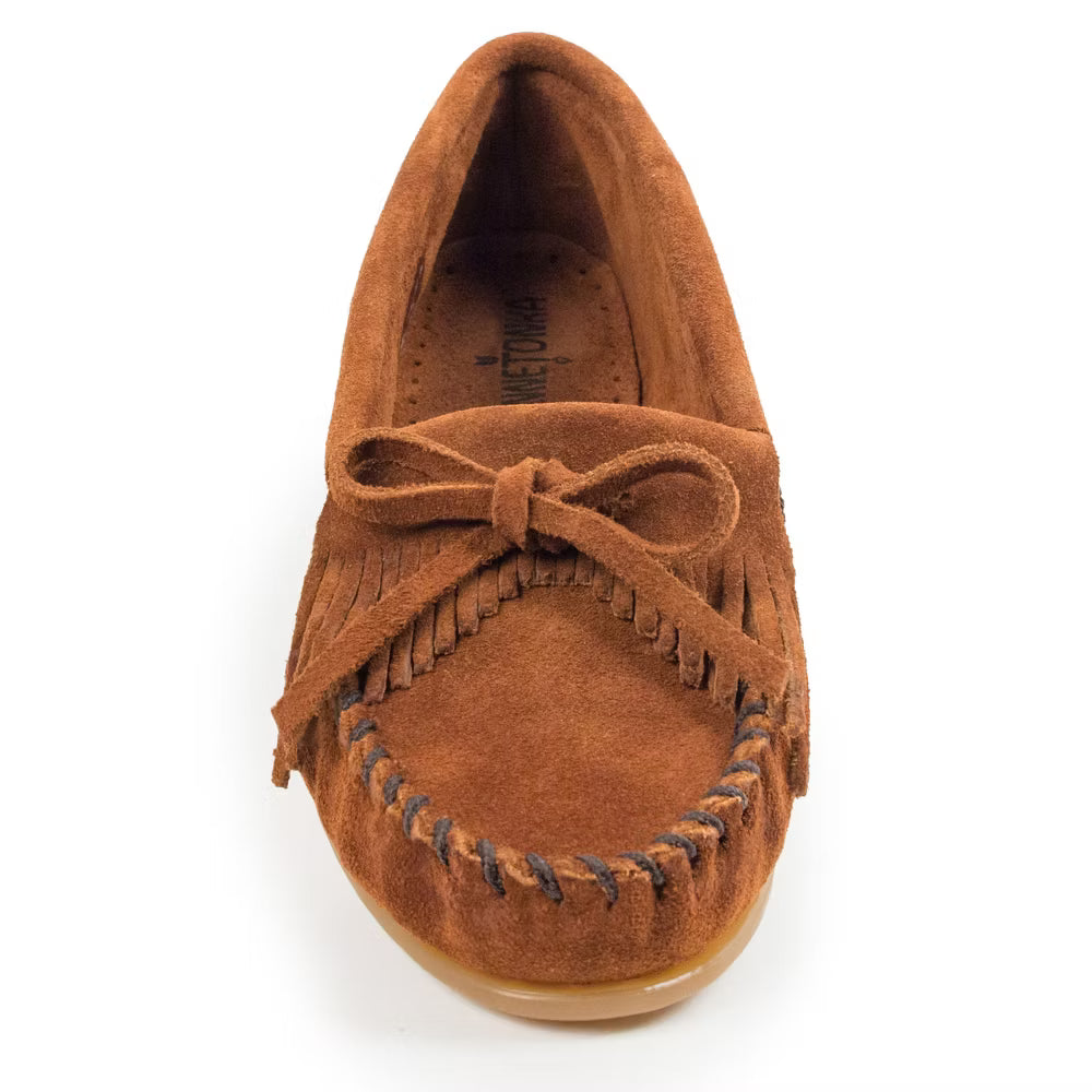 Minnetonka Moccasins Women's Kilty Hardsole Leather Shoes - Brown [Displayed Items, Never Worn]