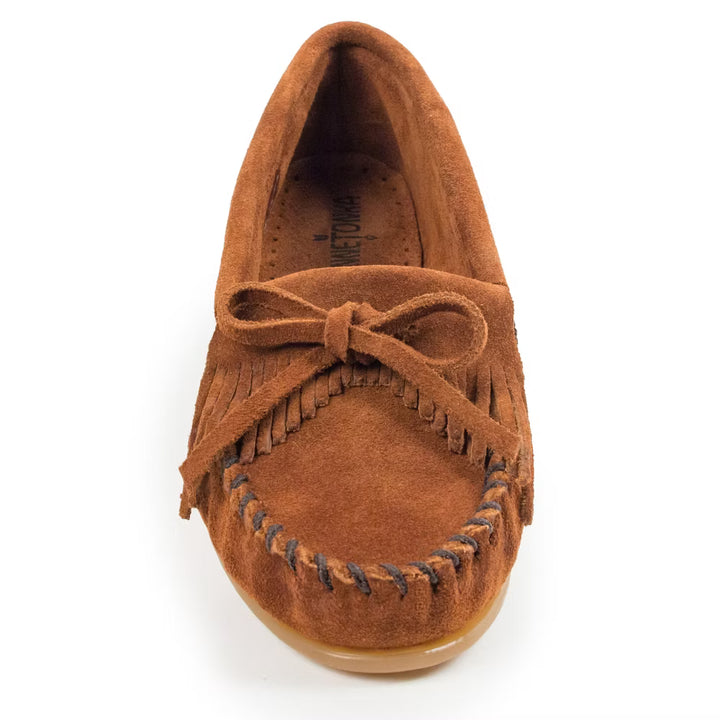 Minnetonka Moccasins Women's Kilty Hardsole Leather Shoes - Brown [Displayed Items, Never Worn]