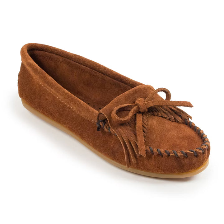 Minnetonka Moccasins Women's Kilty Hardsole Leather Shoes - Brown [Displayed Items, Never Worn]