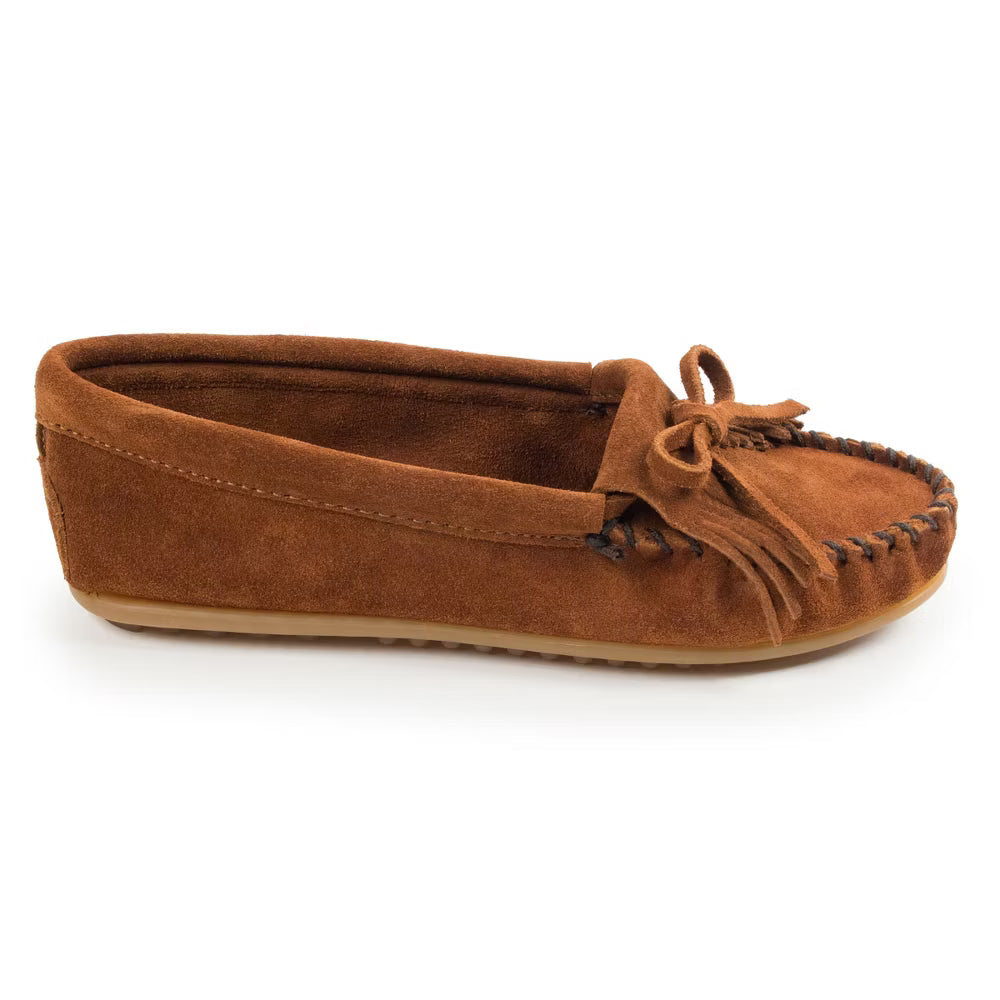 Minnetonka Moccasins Women's Kilty Hardsole Leather Shoes - Brown [Displayed Items, Never Worn]