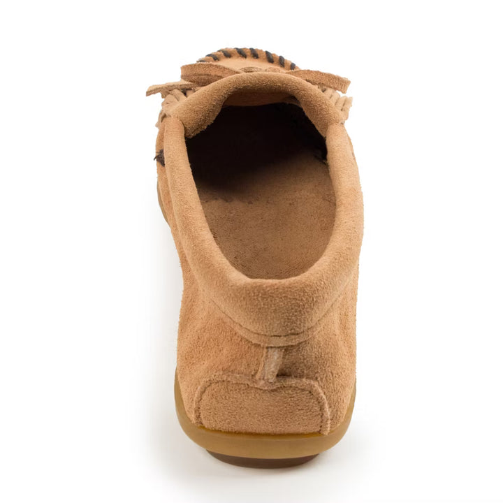 Minnetonka Moccasins Women's Kilty Hardsole Leather Shoes - Taupe [Displayed Items, Never Worn]