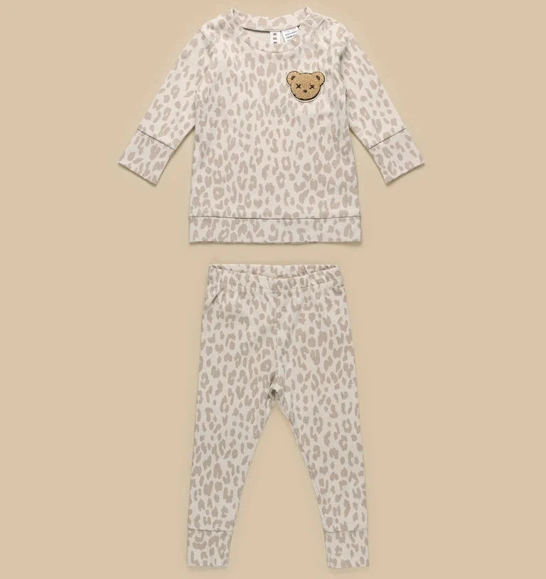Huxbaby Baby Almond Leopard PJ Set