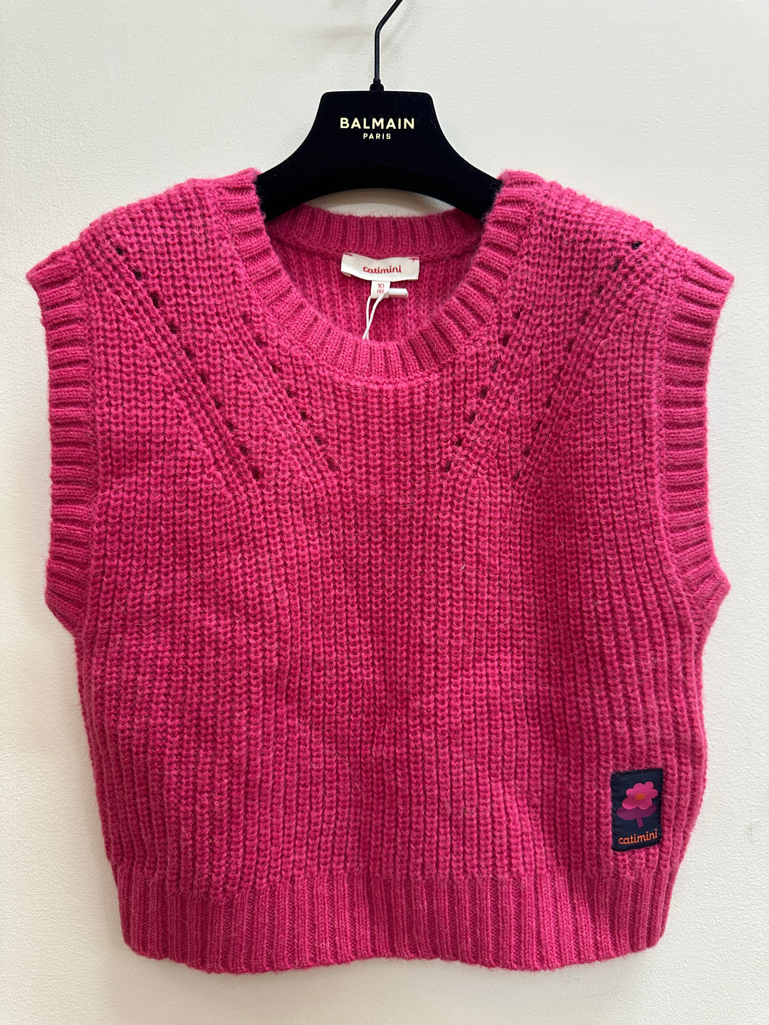 Catimini Kids Girl‘s Sleeveless Pullover Sweater - Pink Shocking - 10Y/12Y