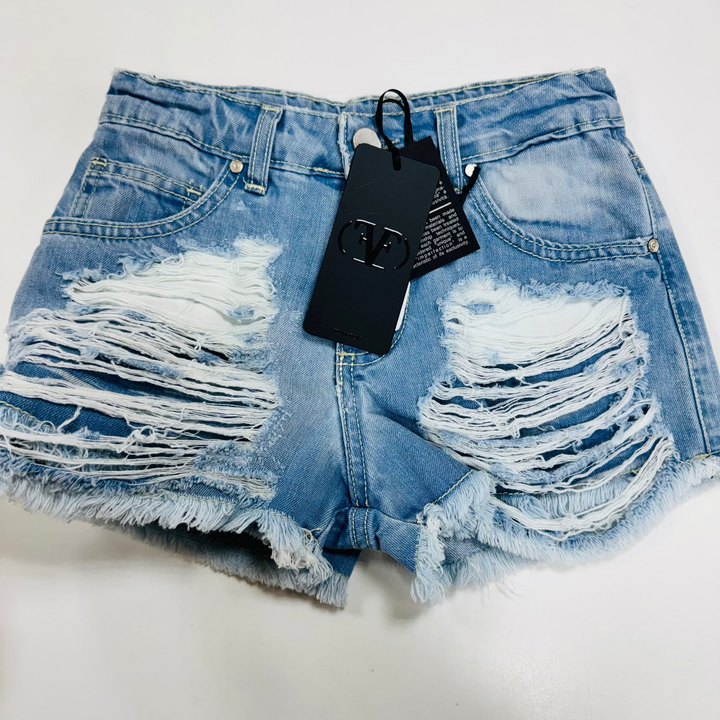 Fun & Fun Fashion Girls Vintage Medium Wash Distressed Shorts - 8Y