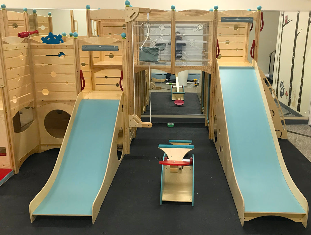 Cedarworks Indoor Playground Set - 2 Slides, Monkey Bar, Bridge, Seesaw, Ladder [PickUp]