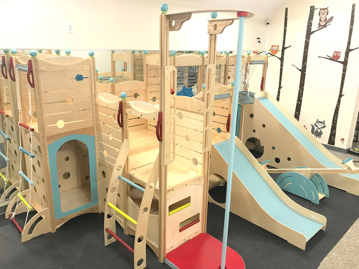 Cedarworks Indoor Playground Set - 2 Slides, Monkey Bar, Bridge, Seesaw, Ladder [PickUp]