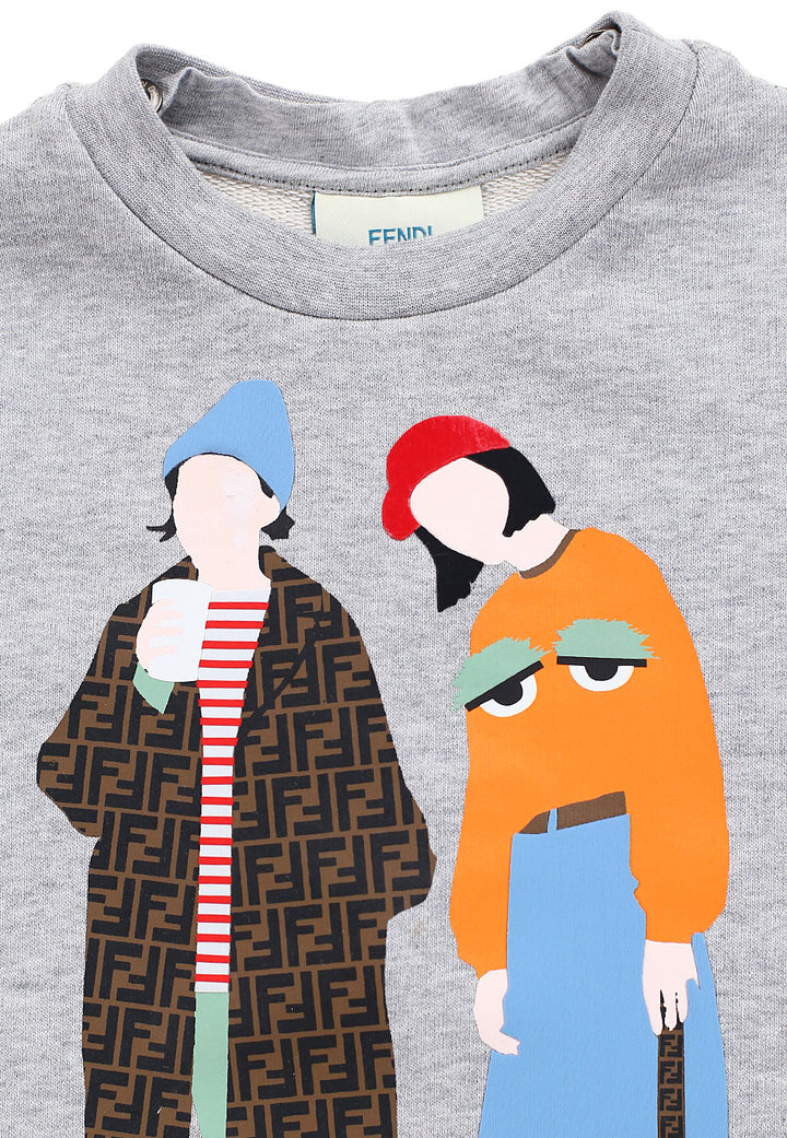 Fendi Kids Printed Sweatshirt with Detachable Hood