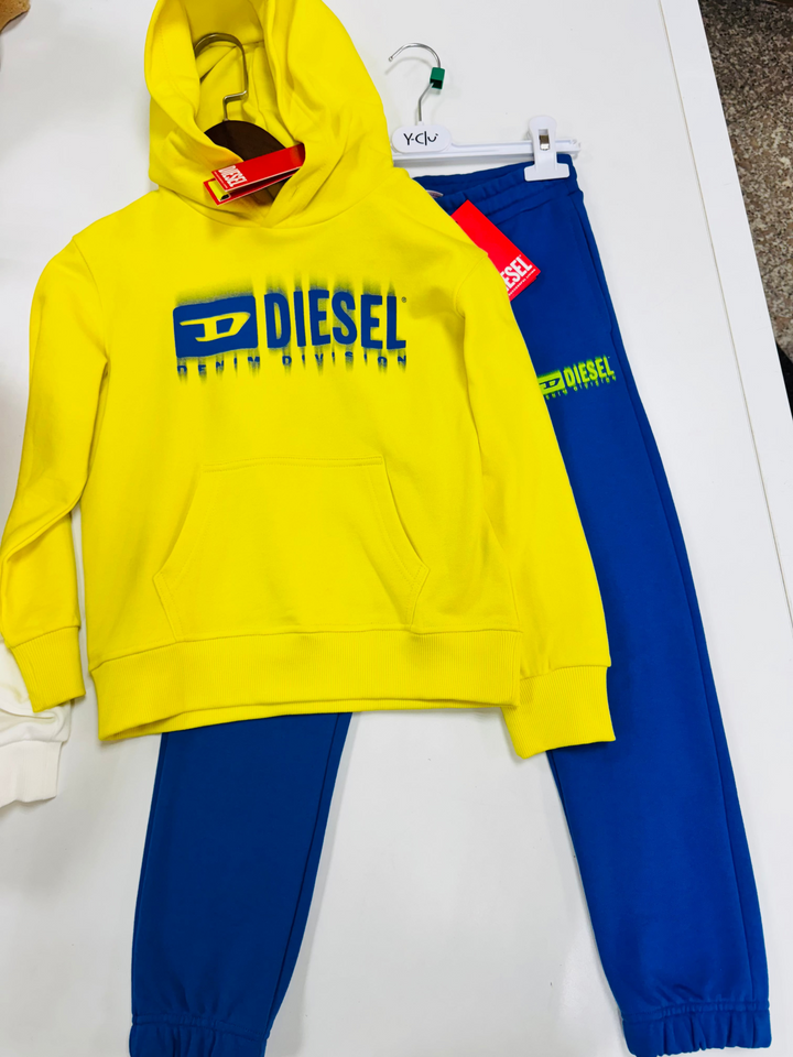 Diesel Kids Yellow Hoodie with Smudged Logo - 8Y