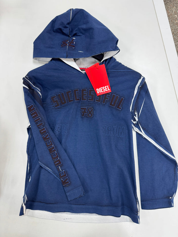 Diesel Kids Printed Hooded Top w/ Logo - 8Y
