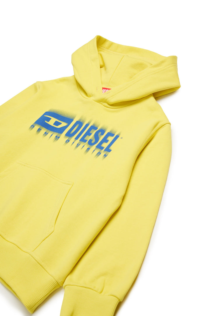Diesel Kids Yellow Hoodie with Smudged Logo - 8Y