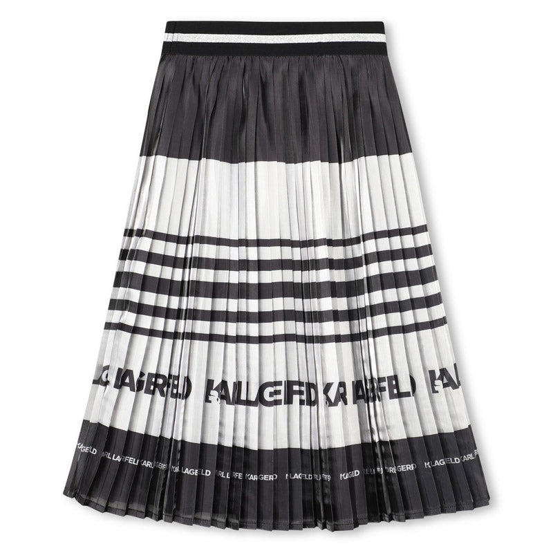 Karl Lagerfeld Kids Girl Striped Pleated Midi Skirt - 8Y