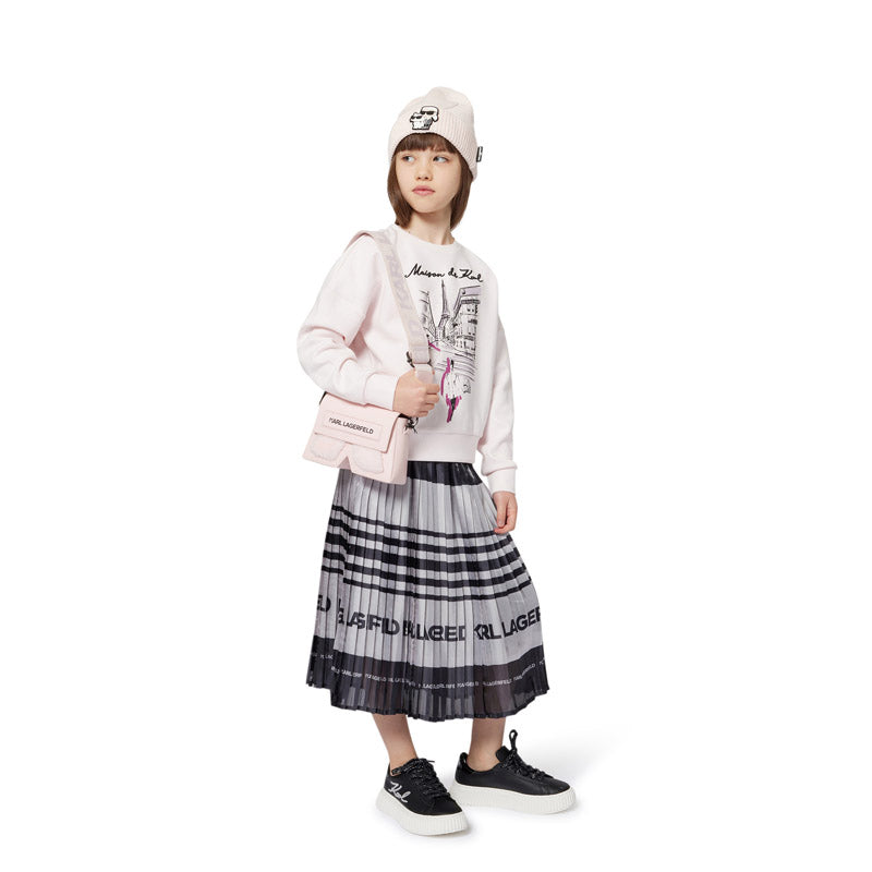 Karl Lagerfeld Kids Girl Striped Pleated Midi Skirt - 8Y