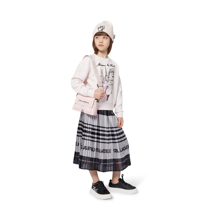 Karl Lagerfeld Kids Girl Striped Pleated Midi Skirt - 8Y