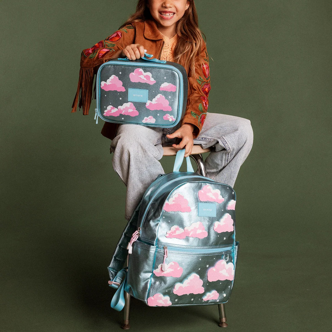 State Bags Kane Kids Backpack - Metallic | Clouds