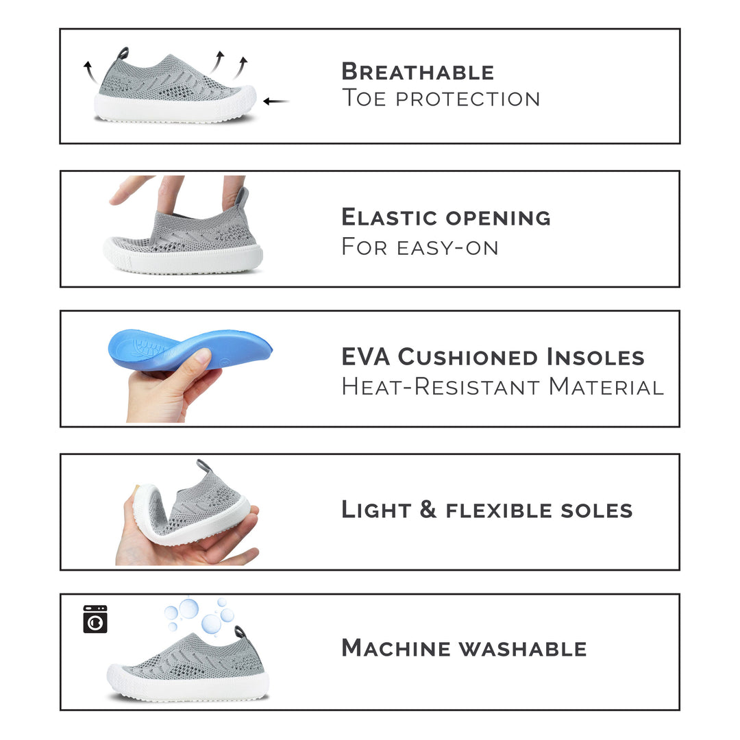 >Jan & Jul Kids Graphic Knit Shoe - Grey Construction