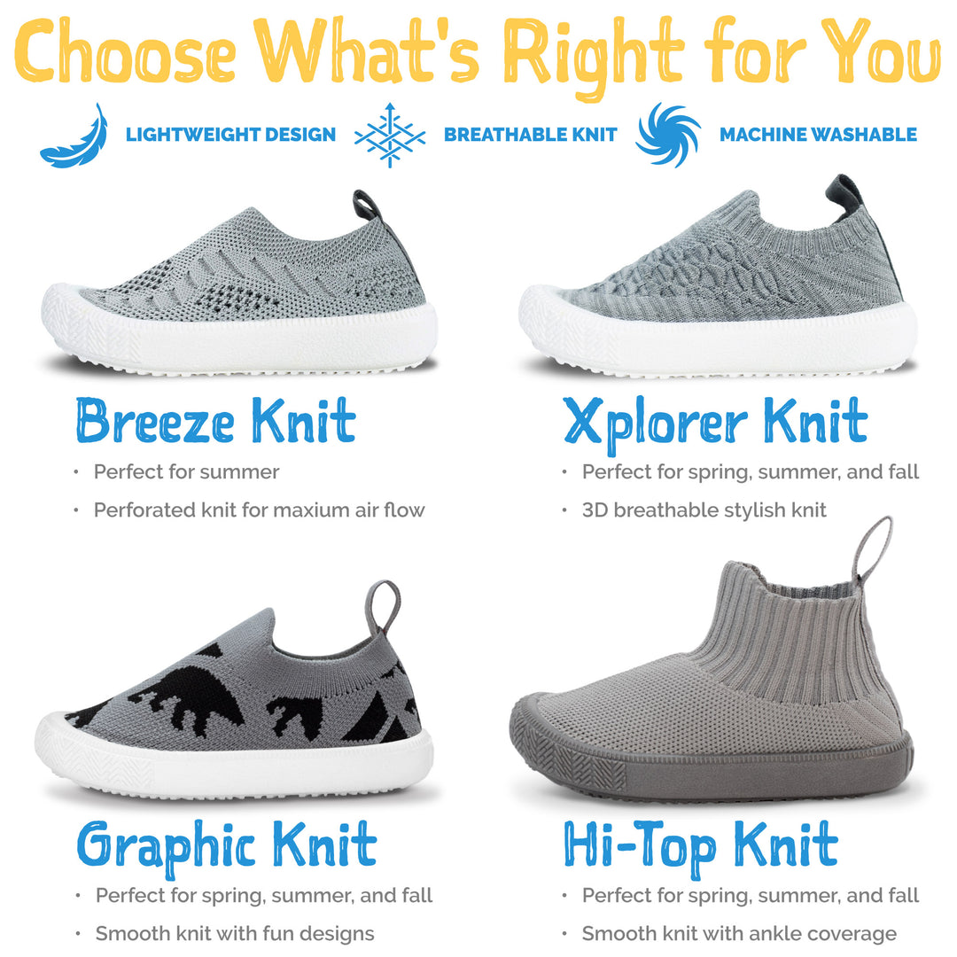 >Jan & Jul Kids Graphic Knit Shoe - Grey Construction