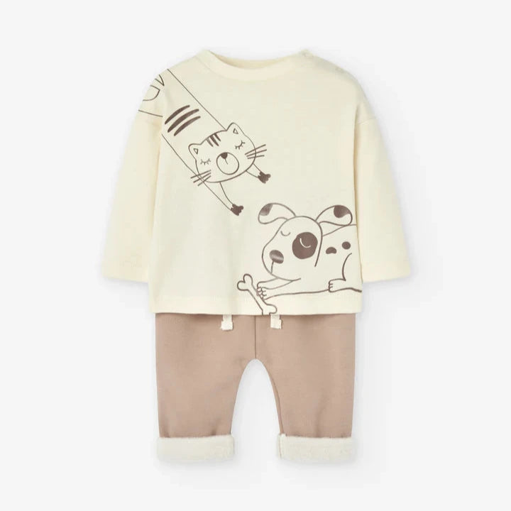 Losan Baby Cats & Dogs Shirt Pants Set - Newborn