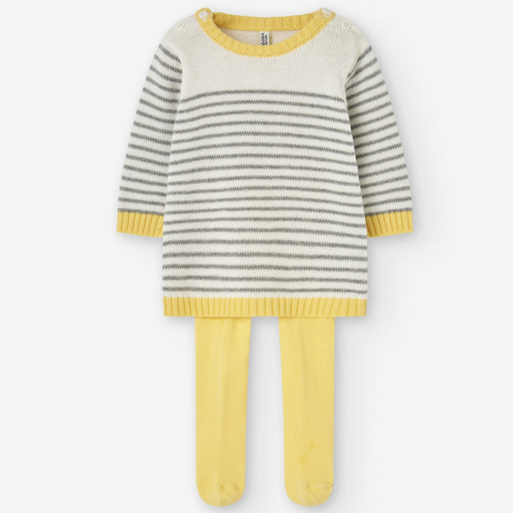 Losan Baby PENGUIN Sweater Dress and Tights - Ecru - Newborn