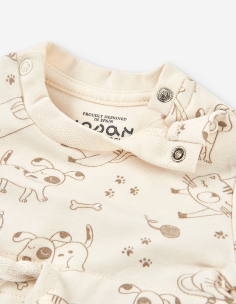 Losan Baby Girls Cats & Dogs Long Sleeve Shirt Dress and Pants Set - Newborn