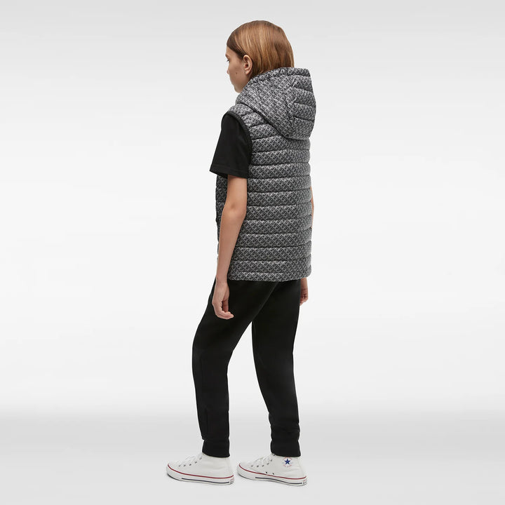 Moose Knuckles Kids Air Down Vest With Zip Pockets - Grey Printed