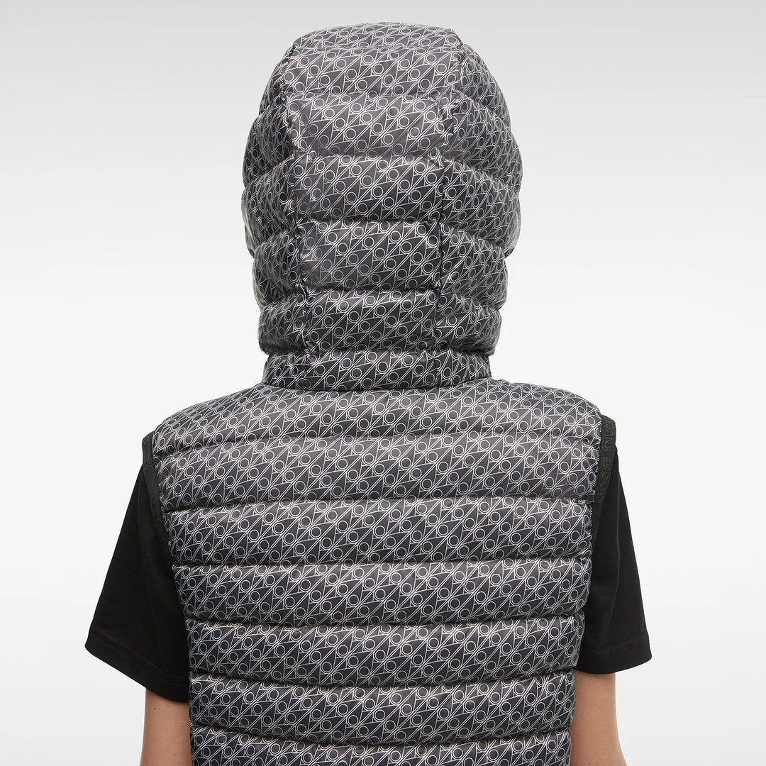 Moose Knuckles Kids Air Down Vest With Zip Pockets - Grey Printed